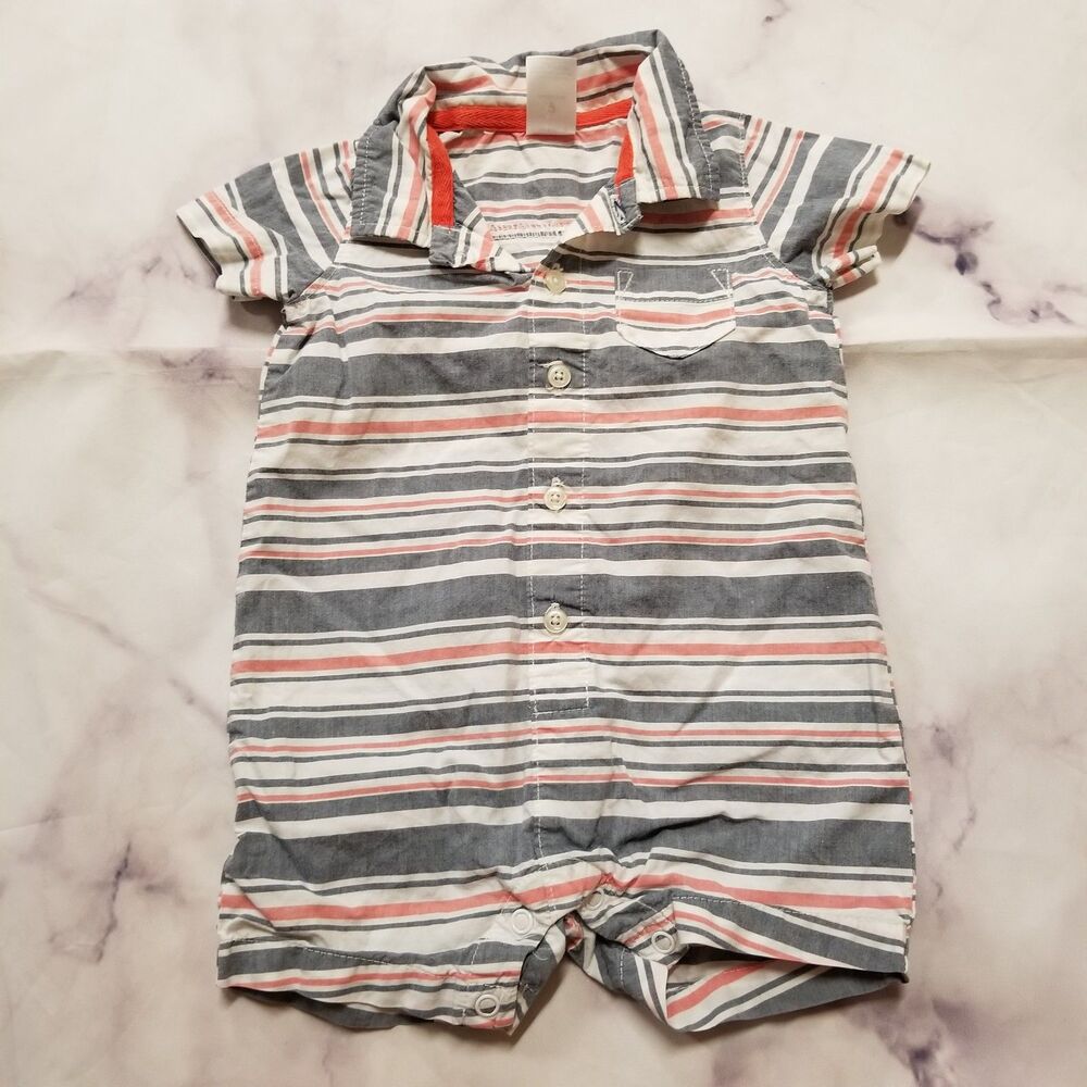 Carter's Striped Button Down Romper 9M